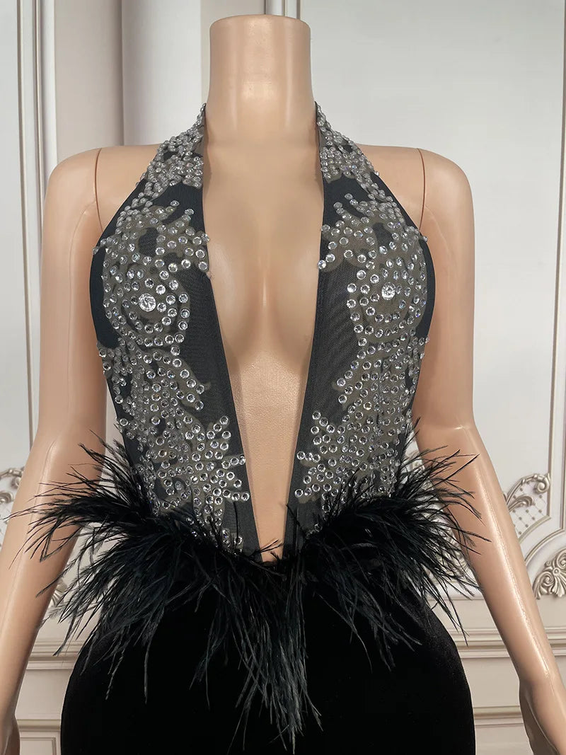 2025 Birthday Clothing High-end Sense Leak Back Split Fork Banquet Fish Tail Slim And Thin Temperament Sexy Performance Clothes