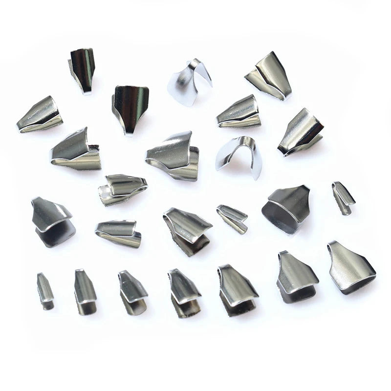 Stainless Steel Crimp End Caps – Flat Cord Beads for Jewelry Making (2–7mm, 100pcs)