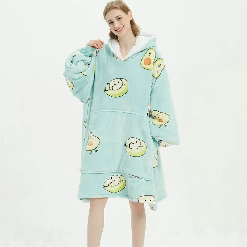 Wearable Blanket Hoodie – Oversized Fleece Thermal