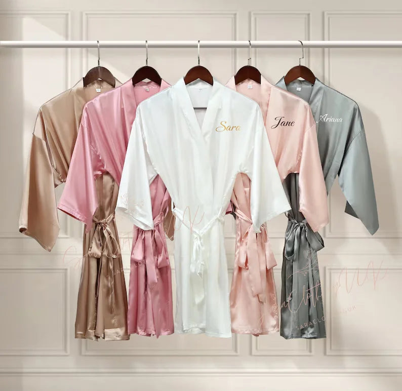 Personalized Name Bridesmaid Robes Bride Gift Bride Robe Gift Satin Robe Bride Dressing Gown Bridal Party Robes Wedding Robe