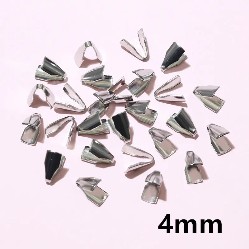 Stainless Steel Crimp End Caps – Flat Cord Beads for Jewelry Making (2–7mm, 100pcs)