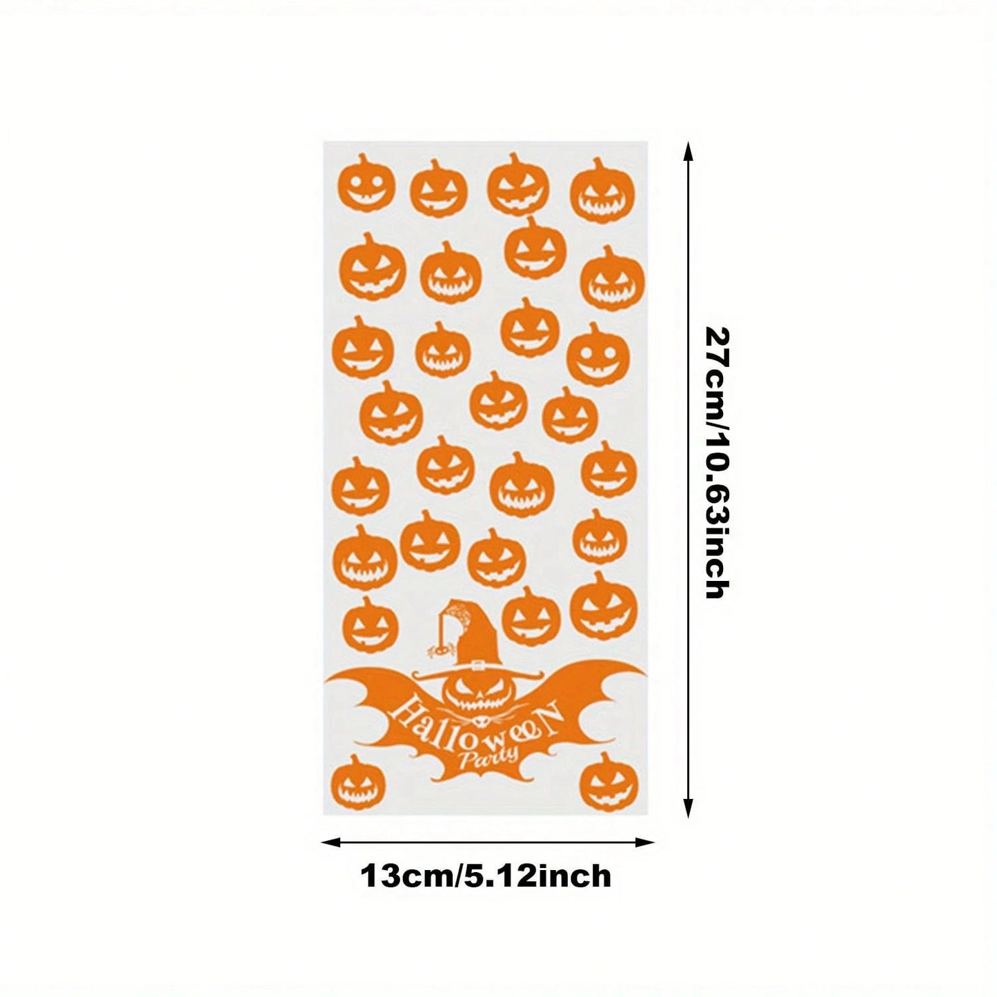 200 Pcs Halloween Gift Wrapping Bags With Twist Ties 5.1 X 10.8 Inch Cellophane Witch Bat Printing Flat Bag OPP Halloween Pumpkin Treat Packaging Bags For Party Favors Halloween Decoration