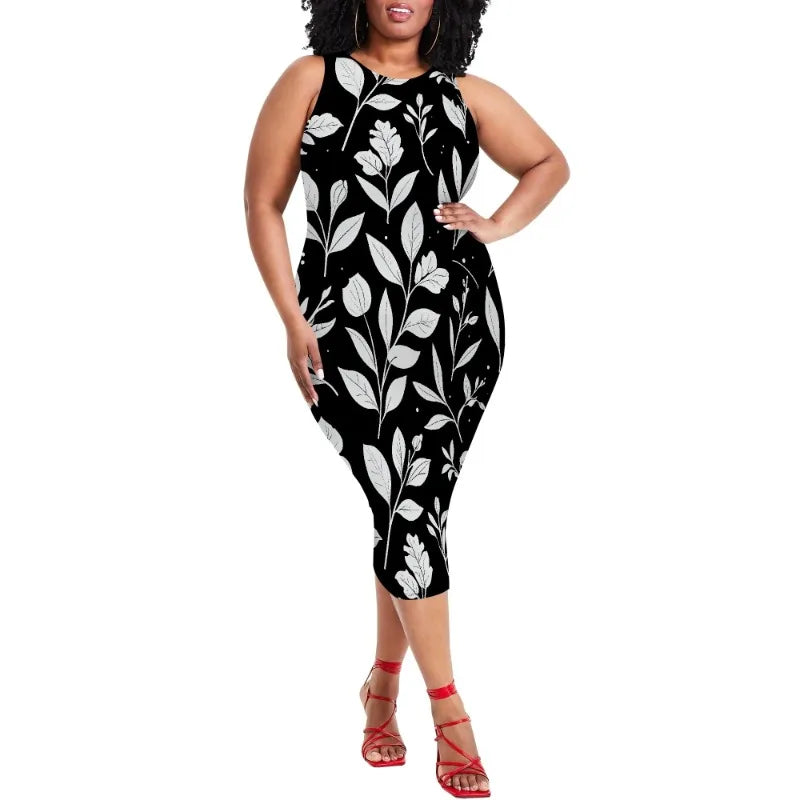 Women Casual Sexy Bodycon Tank Top Round Neck Dress Summer Pencil Sleeveless Basic Midi Club Dresses Beach Party