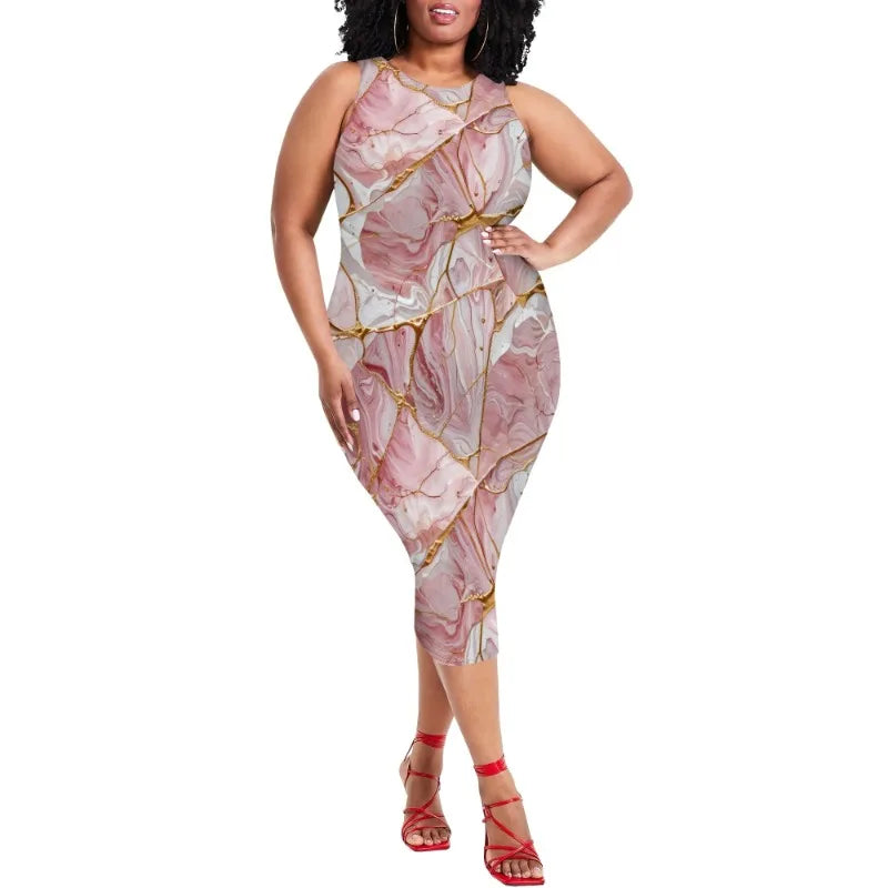 Women Casual Sexy Bodycon Tank Top Round Neck Dress Summer Pencil Sleeveless Basic Midi Club Dresses Beach Party