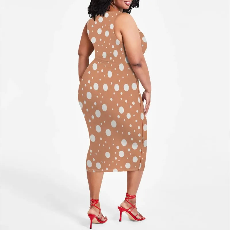 Women Casual Sexy Bodycon Tank Top Round Neck Dress Summer Pencil Sleeveless Basic Midi Club Dresses Beach Party