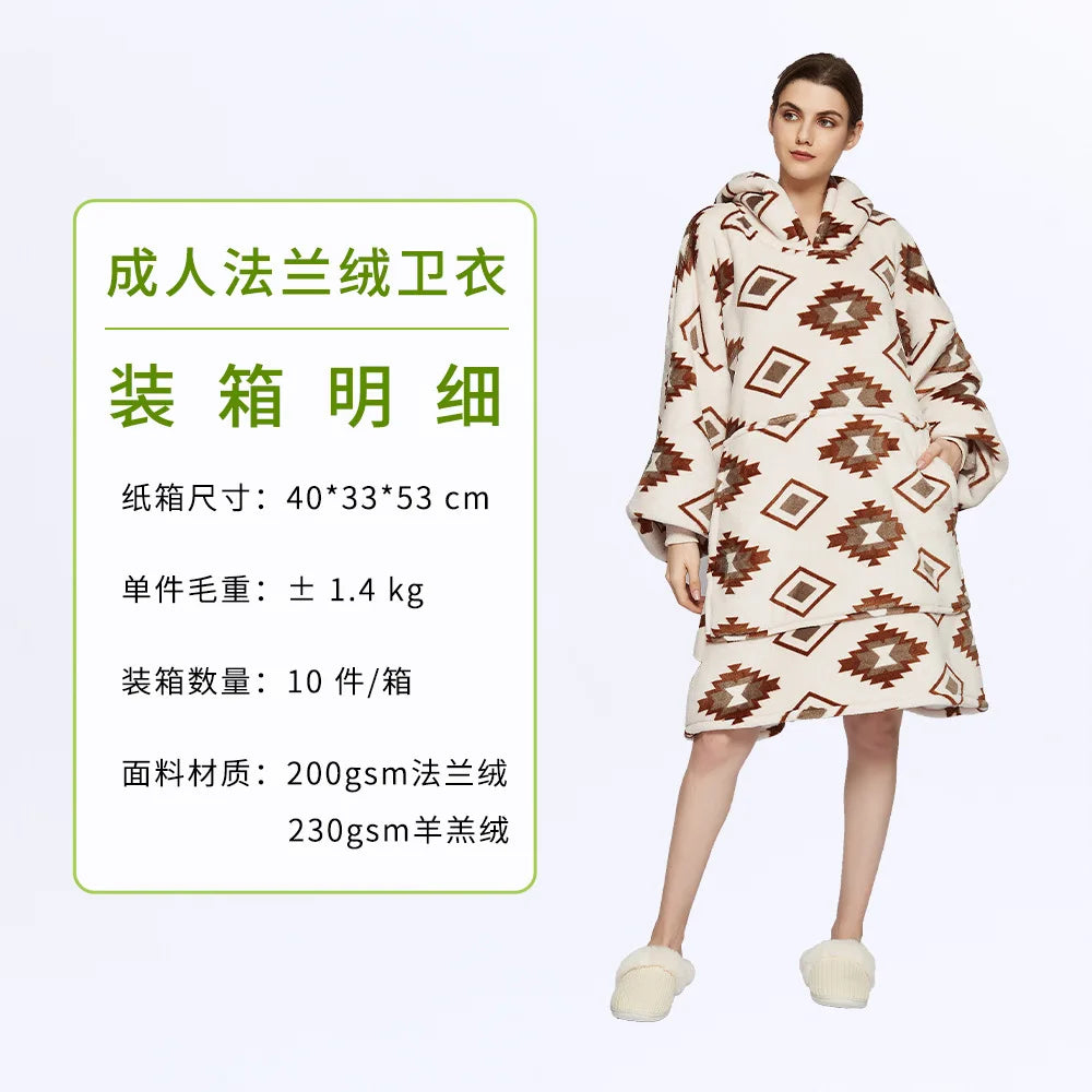 Wearable Blanket Hoodie – Oversized Fleece Thermal