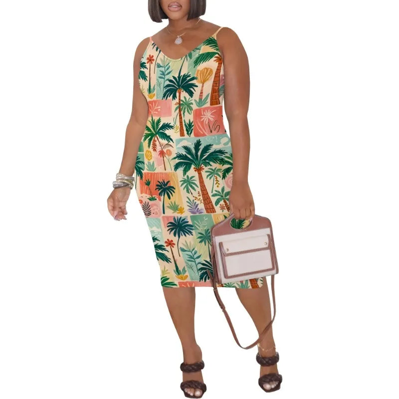 Womens Summer Short Sundress Plus Size Tank Sleeveless T-Shirt Midi Dress Beach Loose Fit Casual Dress