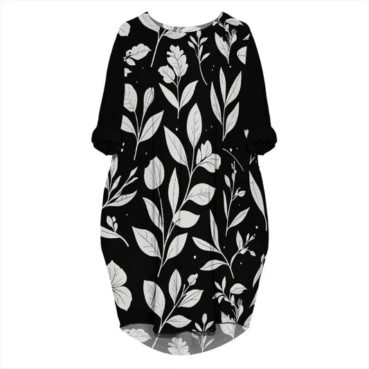 Women's printed loose long sleeved summer plus size dress Cross border Summer New Fashion