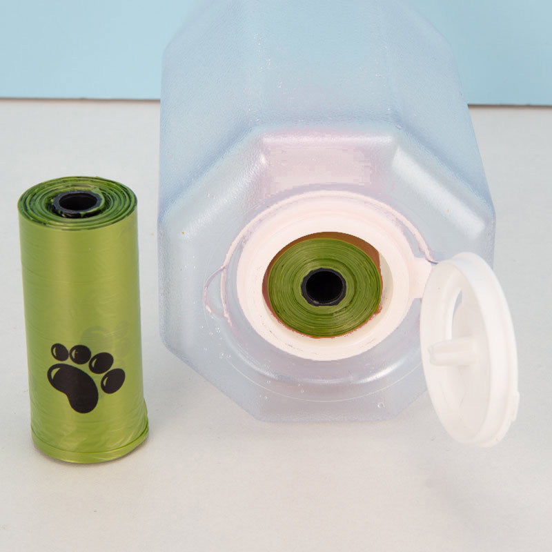 3-in-1 Dog Water Bottle – Portable Feeder & Poop Bag Dispenser
