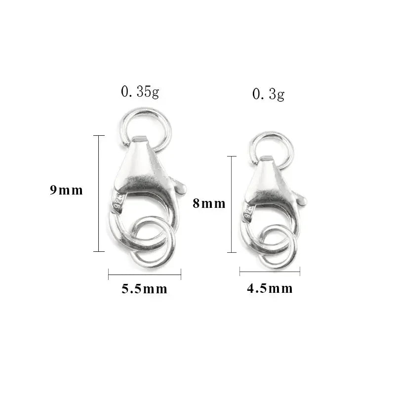 925 Sterling Silver Lobster Clasps with Jump Rings – 2pcs Jewelry Making Set