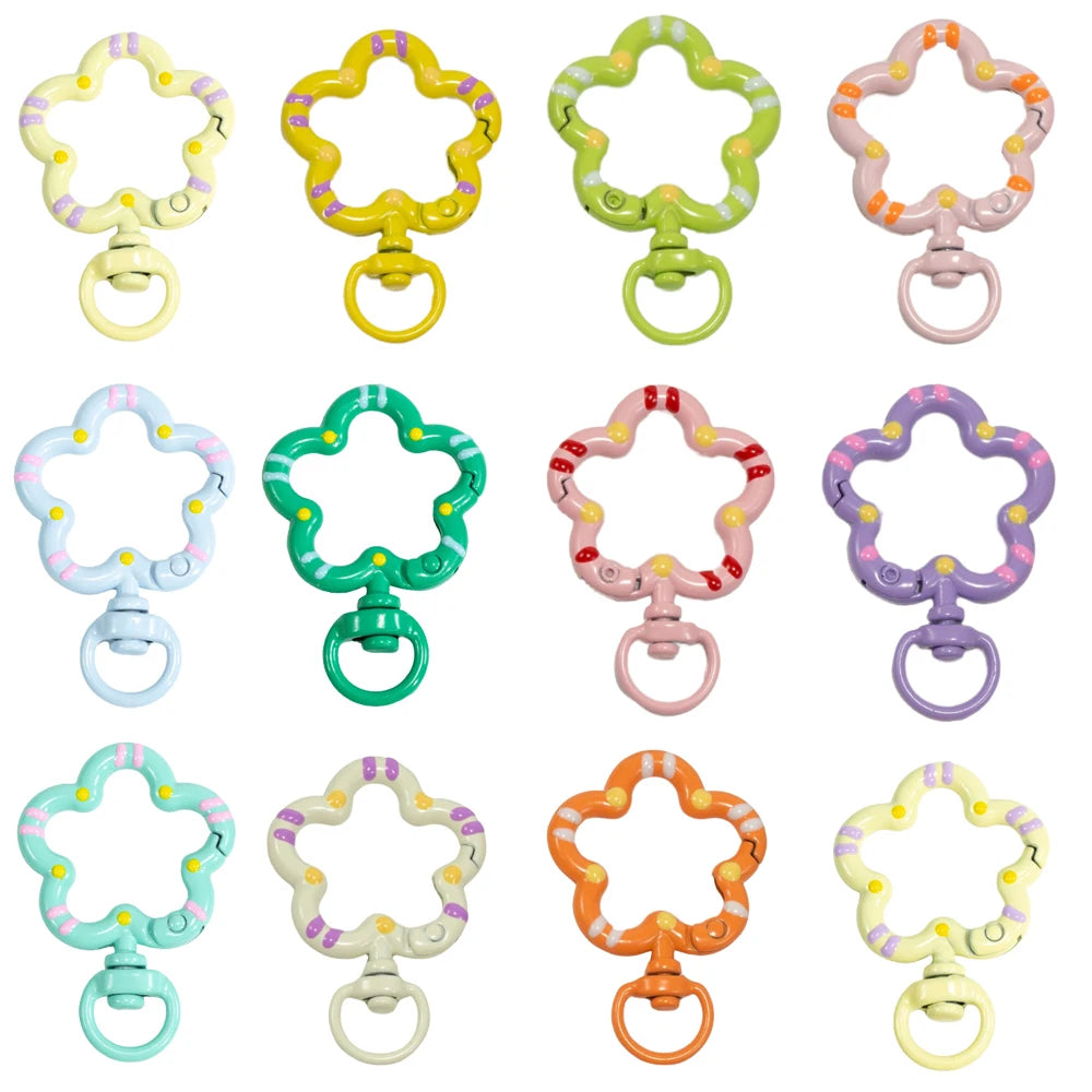 Flower Metal Lobster Claw Clasps – Swivel Snap Hooks for Bags & Keychains (5pcs)
