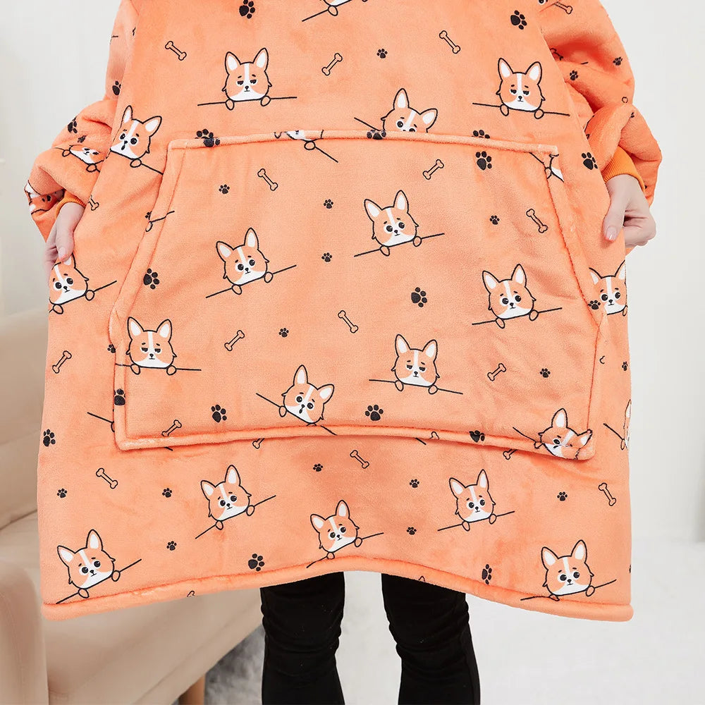 Wearable Blanket Hoodie – Oversized Fleece Thermal