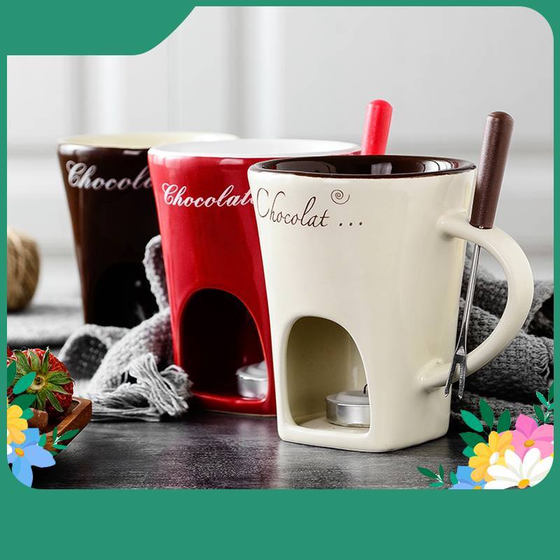 Fondue Mug Set – Mini Chocolate & Cheese Warmer (Personal)
