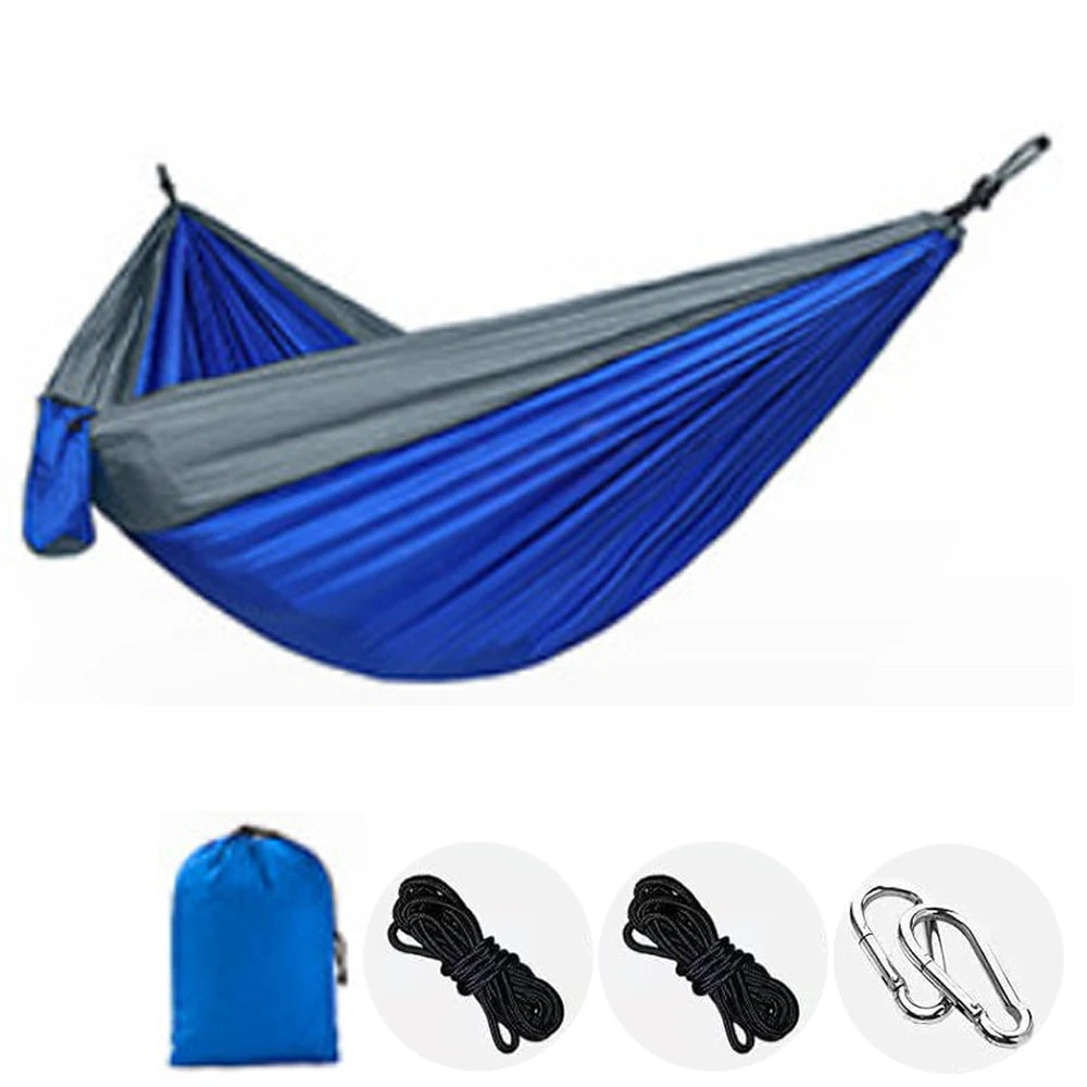 Single Person Portable Outdoor Camping Hammock With Nylon Color Matching Hammock High Strength Parachute Fabric Hanging Bed