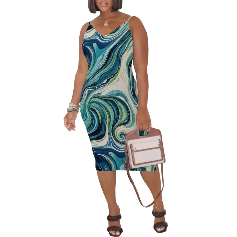 Womens Summer Short Sundress Plus Size Tank Sleeveless T-Shirt Midi Dress Beach Loose Fit Casual Dress