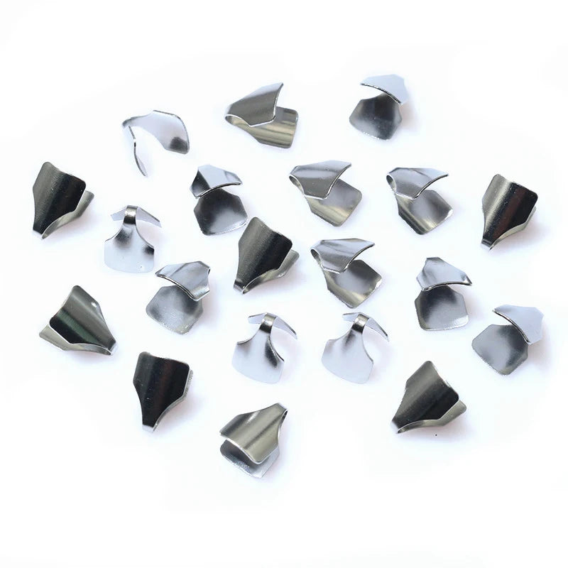 Stainless Steel Crimp End Caps – Flat Cord Beads for Jewelry Making (2–7mm, 100pcs)