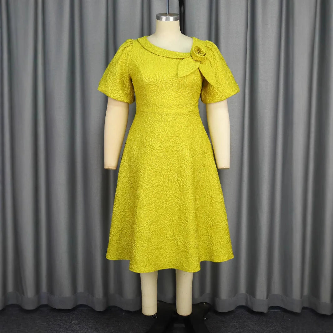 Spring Summer plus Size Jacquard Dress A-Line Fashion Party Banquet Temperament 2025 New Arrivals