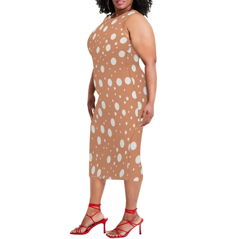 Women Casual Sexy Bodycon Tank Top Round Neck Dress Summer Pencil Sleeveless Basic Midi Club Dresses Beach Party