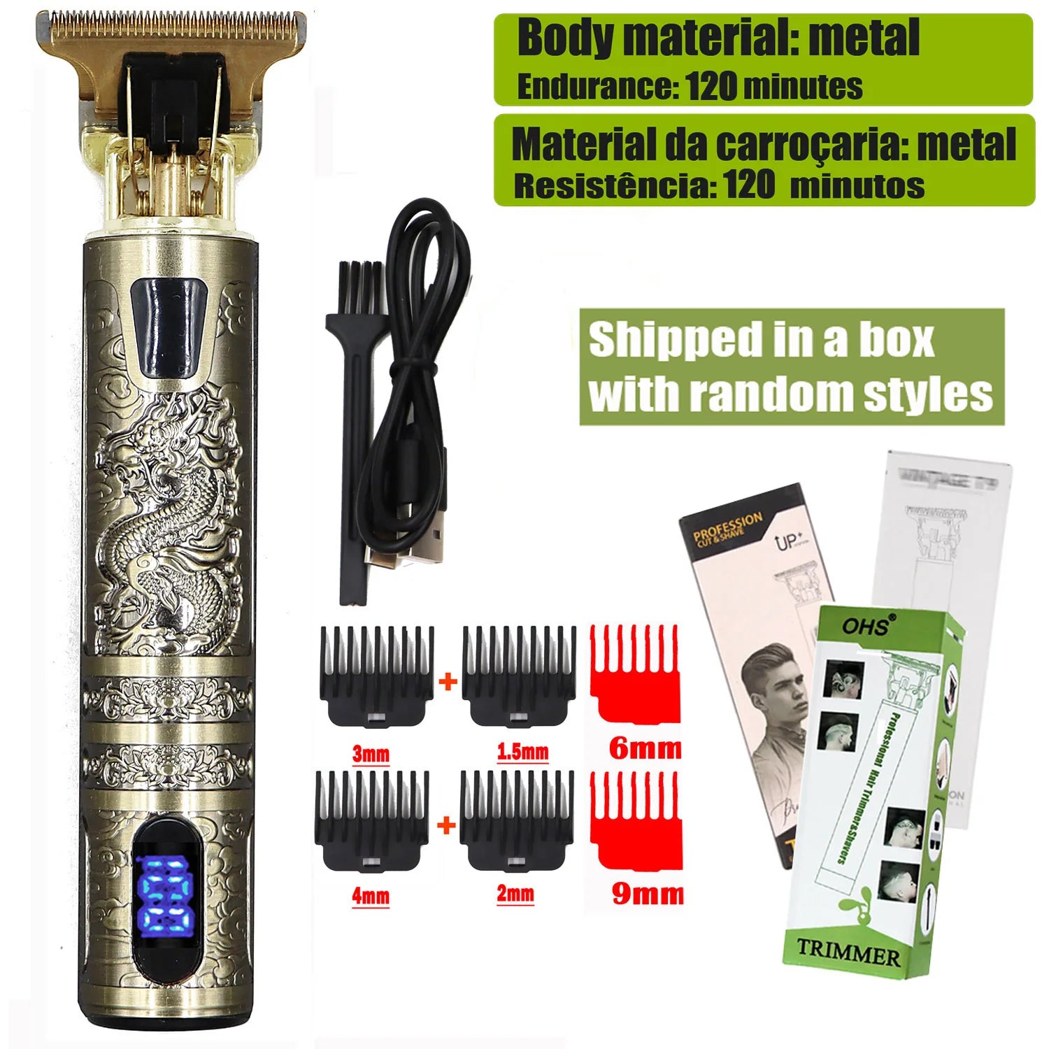 T9 Hair Clipper – 0mm Barber Trimmer for Men