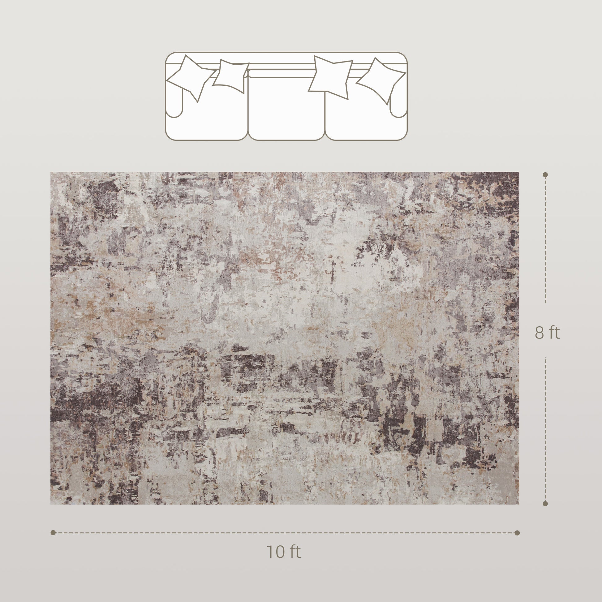 Washable Area Rug 8x10 – Non-Slip Modern Abstract Carpet