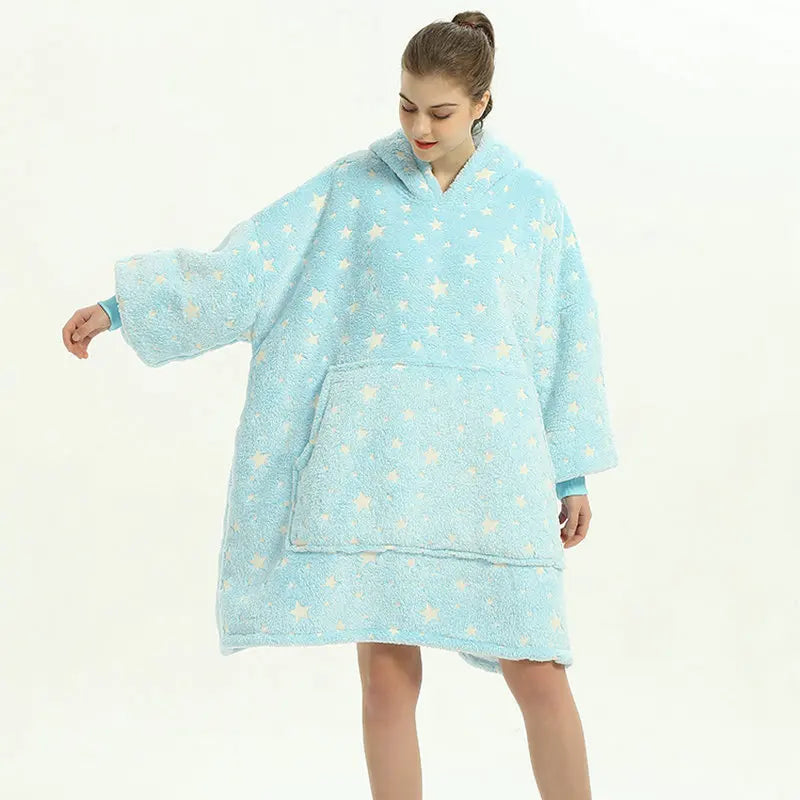 Wearable Blanket Hoodie – Oversized Fleece Thermal