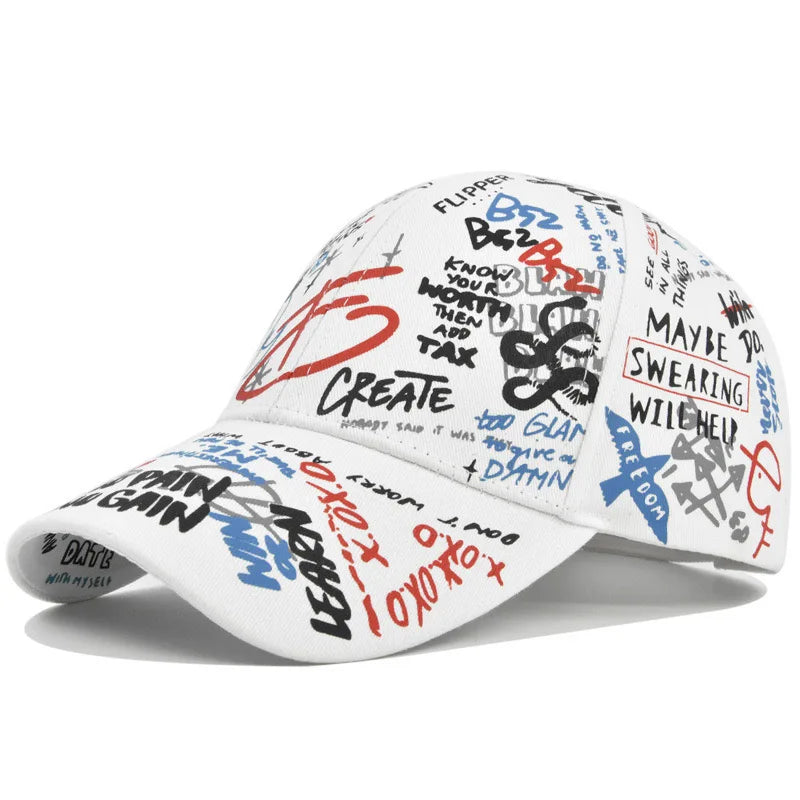 Unisex Letter Geometry Printing Snapback Baseball Caps Spring and Autumn Outdoor Adjustable Casual Hats Sunscreen Hat