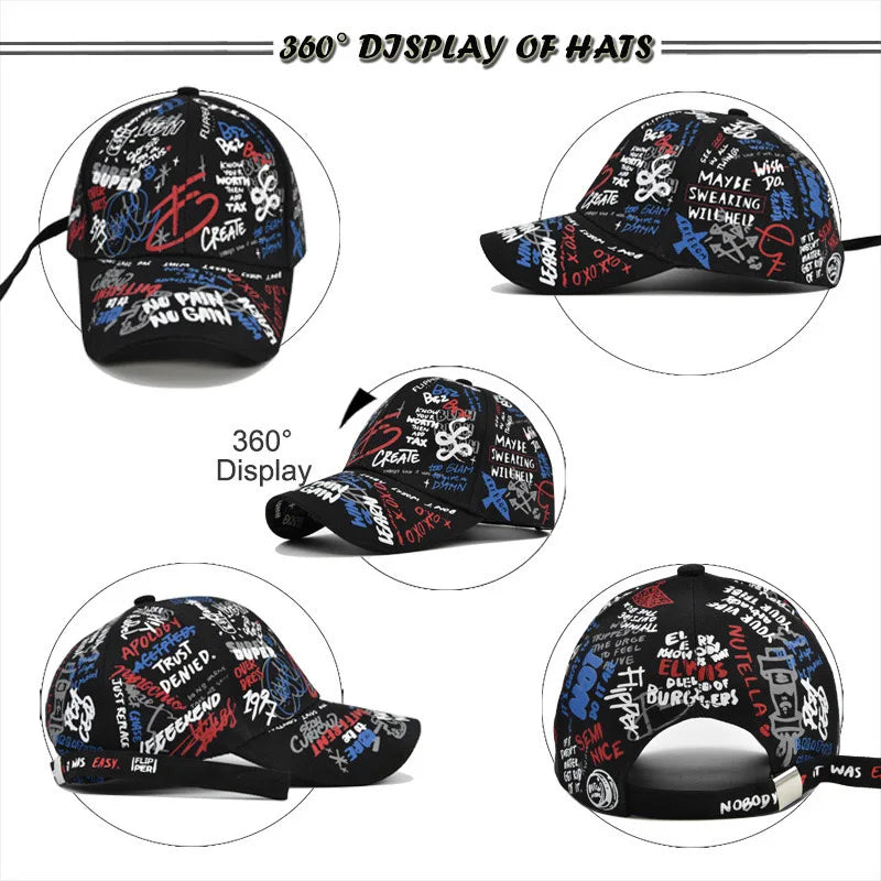 Unisex Letter Geometry Printing Snapback Baseball Caps Spring and Autumn Outdoor Adjustable Casual Hats Sunscreen Hat