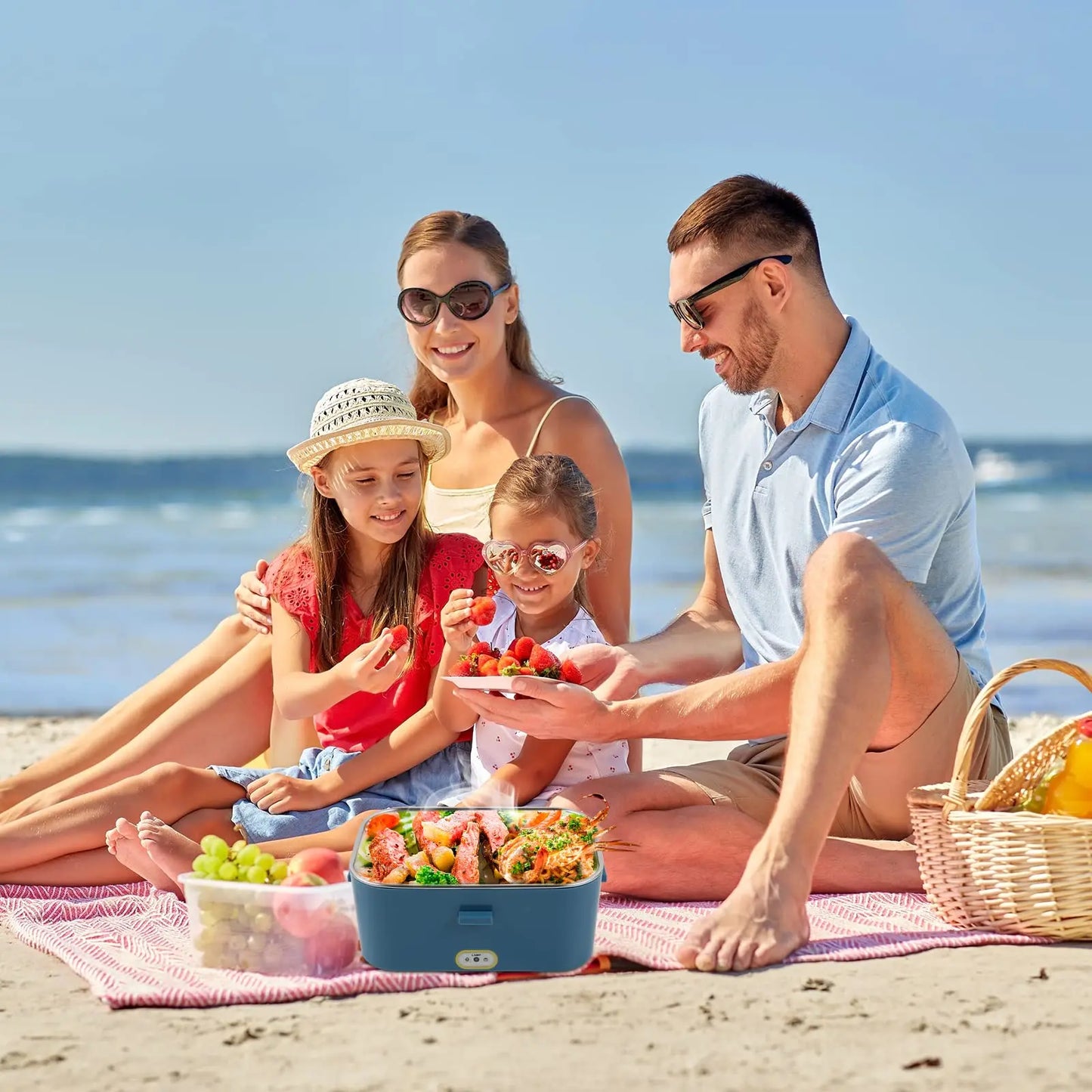 1.8L Electric Lunch Box 60W Food Heated 12V-24V 2-In-1 Portable Food Warmer Heater for Car/Truck/Home Self Heating Box