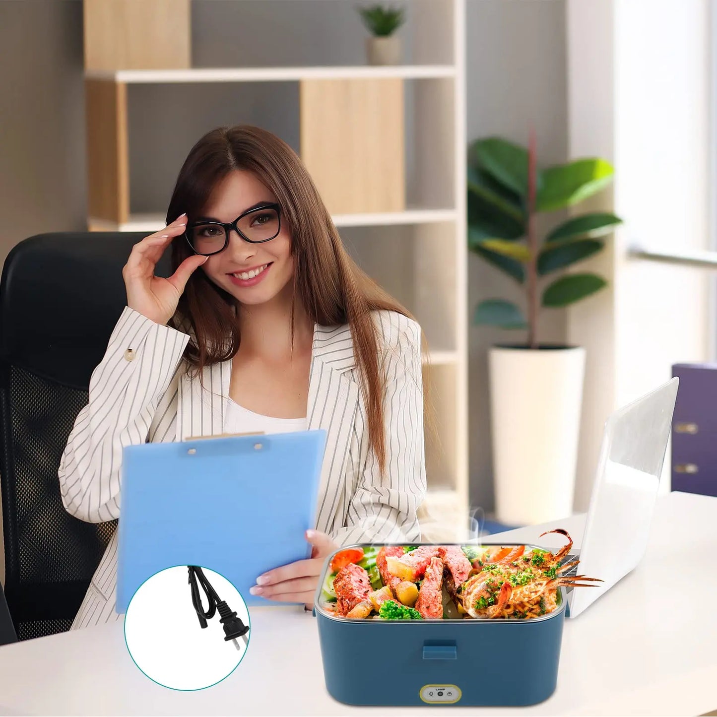 1.8L Electric Lunch Box 60W Food Heated 12V-24V 2-In-1 Portable Food Warmer Heater for Car/Truck/Home Self Heating Box