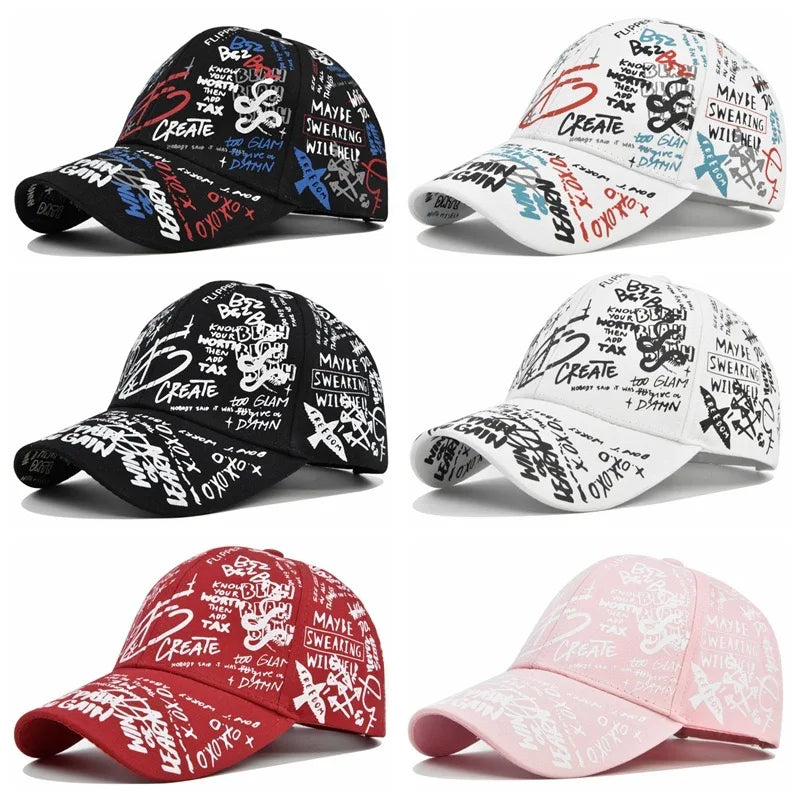 Unisex Letter Geometry Printing Snapback Baseball Caps Spring and Autumn Outdoor Adjustable Casual Hats Sunscreen Hat