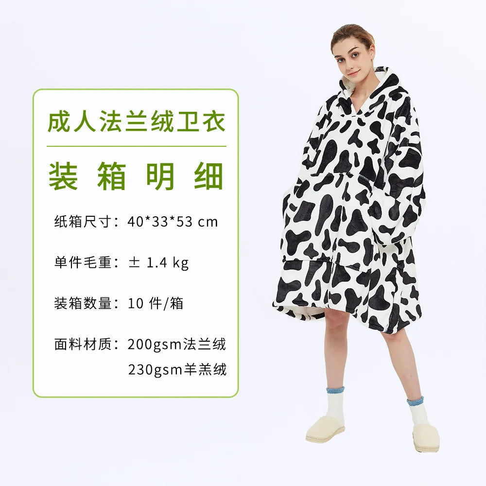 Wearable Blanket Hoodie – Oversized Fleece Thermal