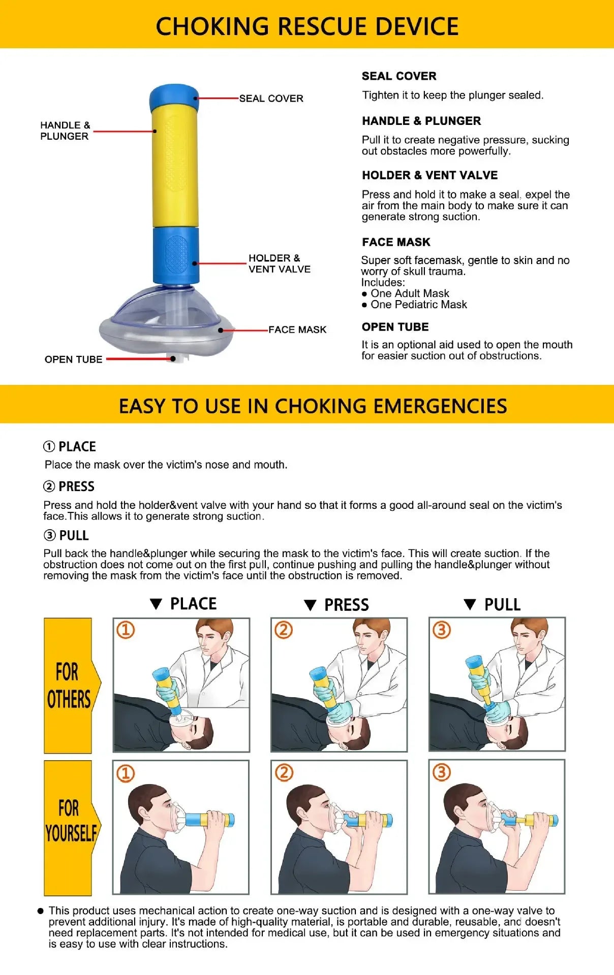 Anti-Choking Device – Portable First Aid Suction Kit for Kids & Adults
