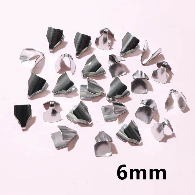 Stainless Steel Crimp End Caps – Flat Cord Beads for Jewelry Making (2–7mm, 100pcs)