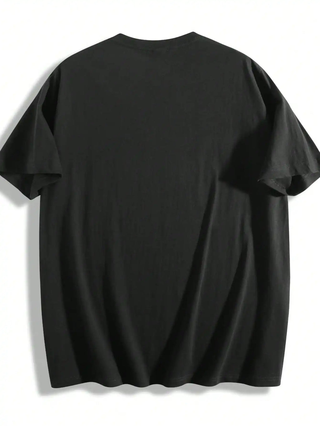 Plus Size Men's T-Shirt, Black Pure Cotton Crew Neck, Suitable for Outdoor Wear in Spring and Summer, Casual and Comfortable