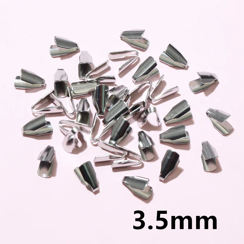 Stainless Steel Crimp End Caps – Flat Cord Beads for Jewelry Making (2–7mm, 100pcs)
