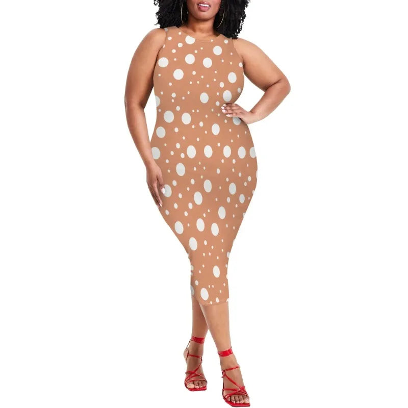 Women Casual Sexy Bodycon Tank Top Round Neck Dress Summer Pencil Sleeveless Basic Midi Club Dresses Beach Party