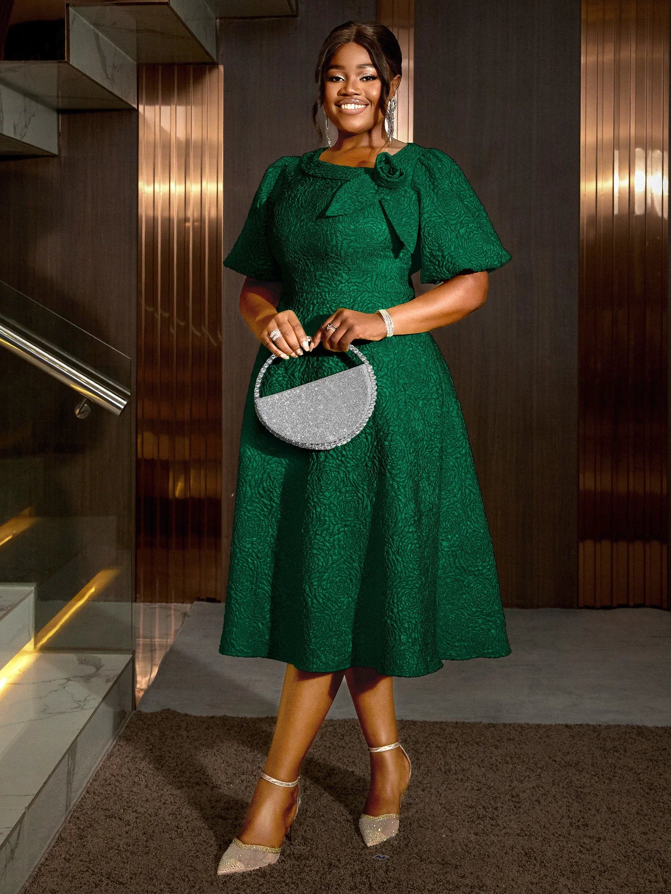 Spring Summer plus Size Jacquard Dress A-Line Fashion Party Banquet Temperament 2025 New Arrivals