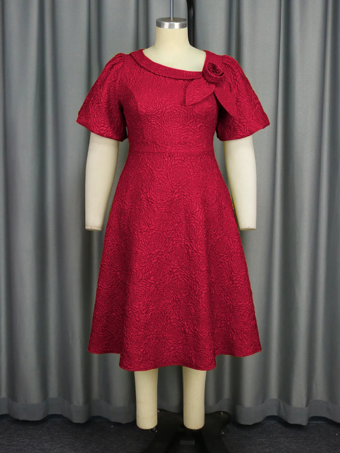 Spring Summer plus Size Jacquard Dress A-Line Fashion Party Banquet Temperament 2025 New Arrivals