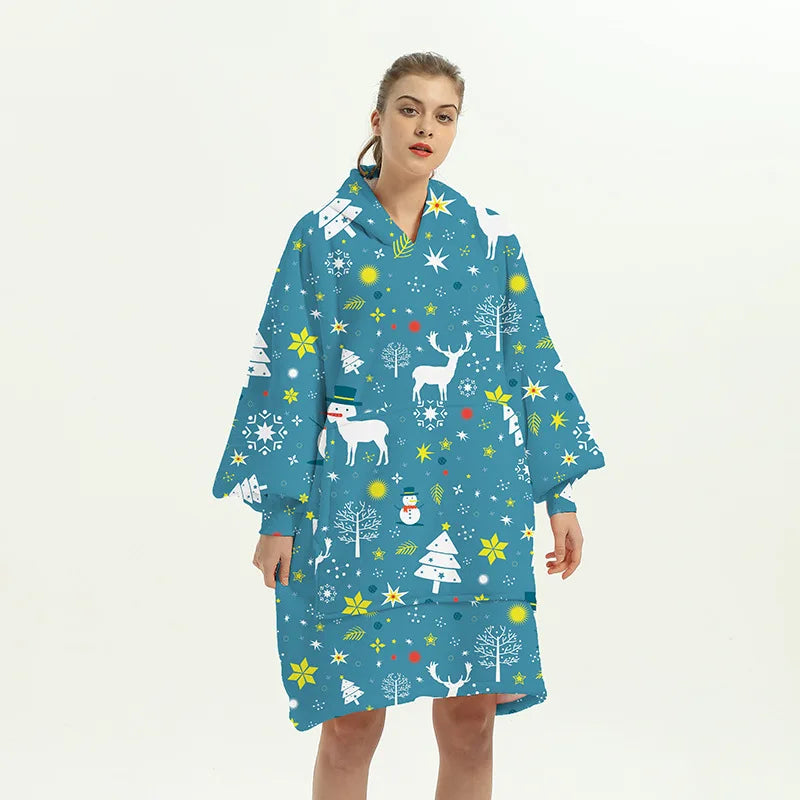 Wearable Blanket Hoodie – Oversized Fleece Thermal