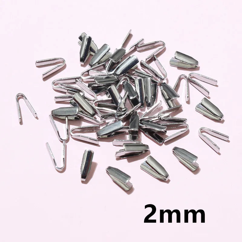 Stainless Steel Crimp End Caps – Flat Cord Beads for Jewelry Making (2–7mm, 100pcs)