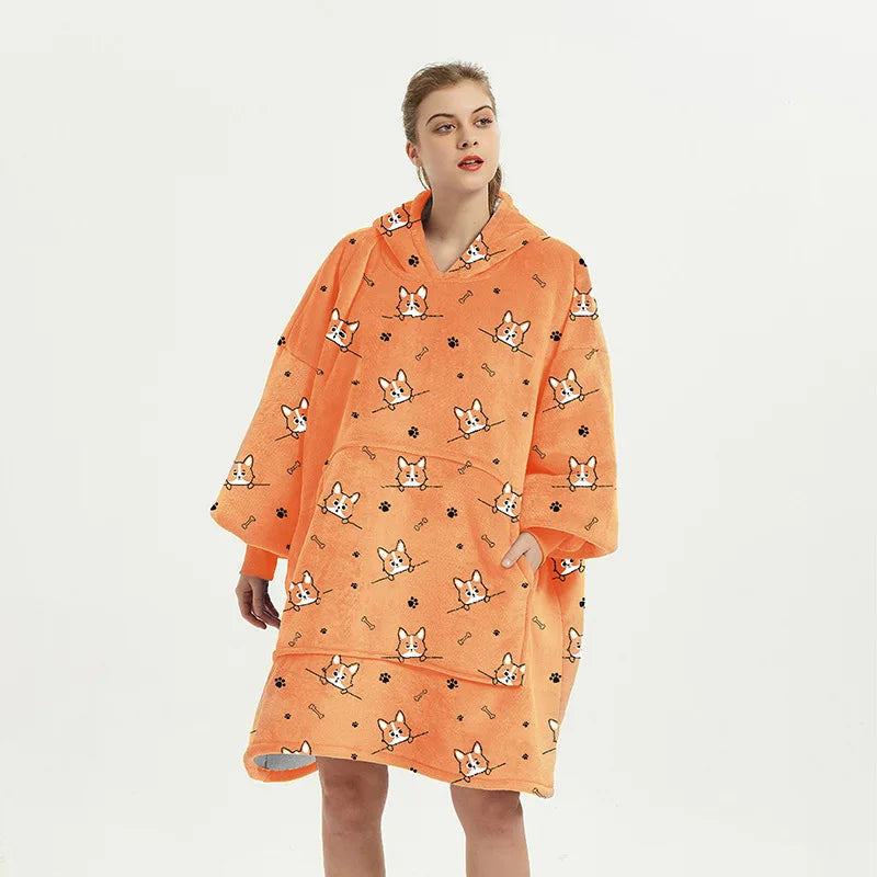 Wearable Blanket Hoodie – Oversized Fleece Thermal