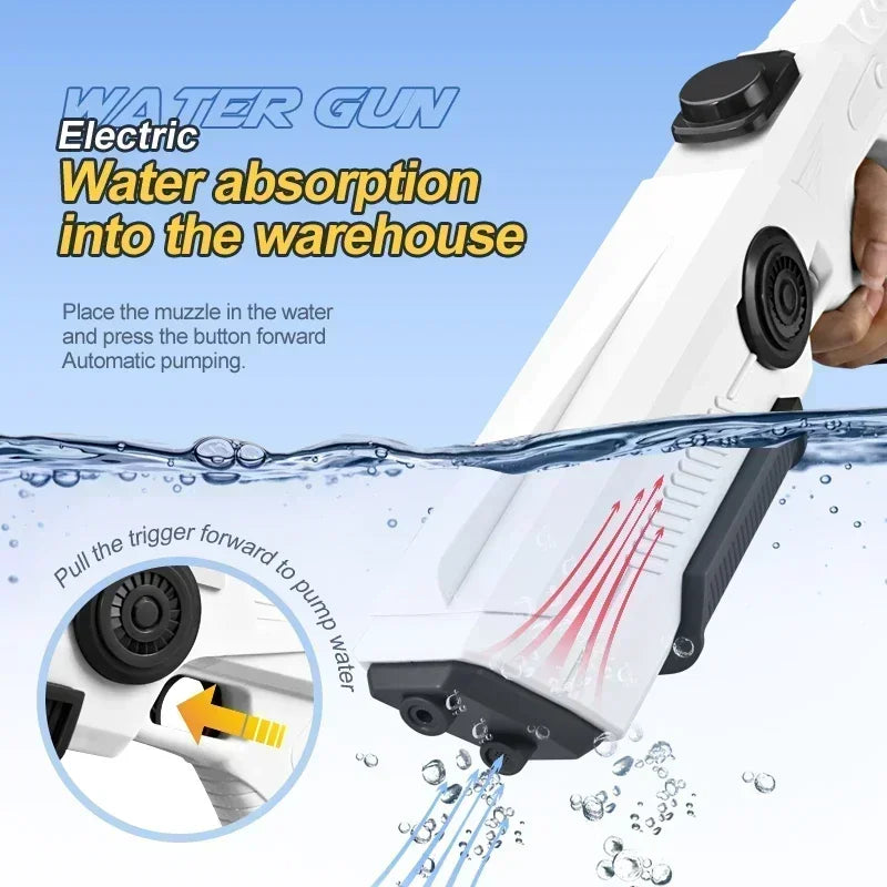 Electric Automatic Water Storage Gun Toys Portable Children Summer Beach Outdoor Fight Fantasy Spray Gun Toys Boy Kid Adult Game