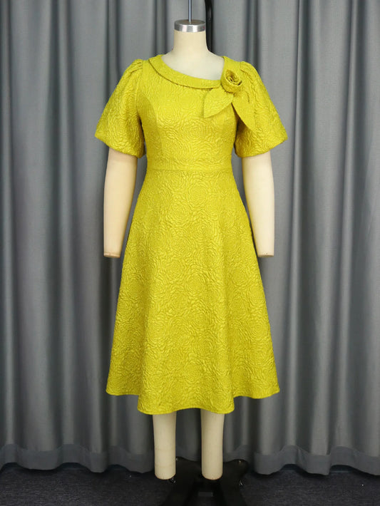 Spring Summer plus Size Jacquard Dress A-Line Fashion Party Banquet Temperament 2025 New Arrivals