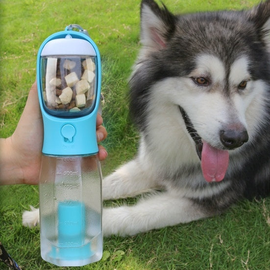 3-in-1 Dog Water Bottle – Portable Feeder & Poop Bag Dispenser