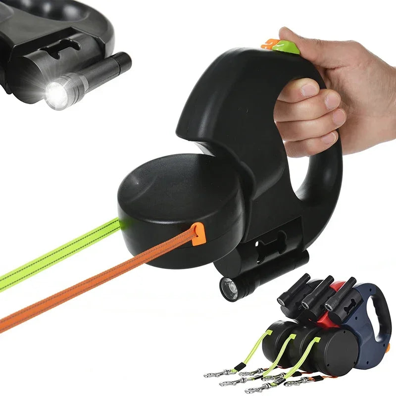Dual Retractable Dog Leash – No-Tangle with LED Light