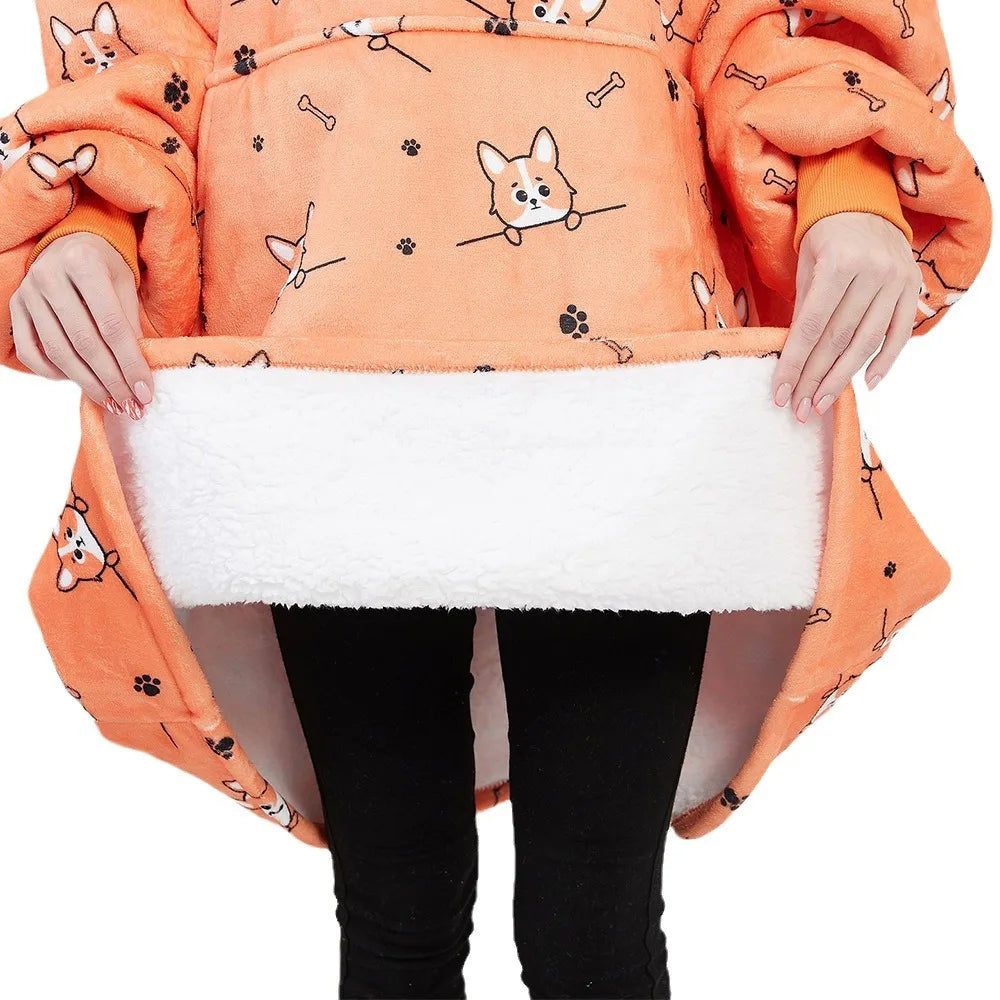 Wearable Blanket Hoodie – Oversized Fleece Thermal