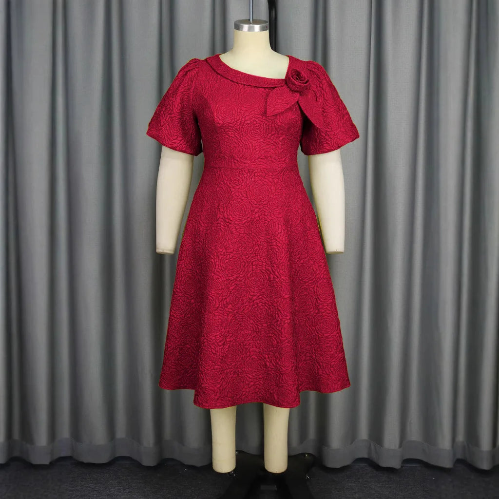 Spring Summer plus Size Jacquard Dress A-Line Fashion Party Banquet Temperament 2025 New Arrivals
