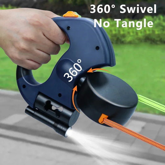 Dual Retractable Dog Leash – No-Tangle with LED Light