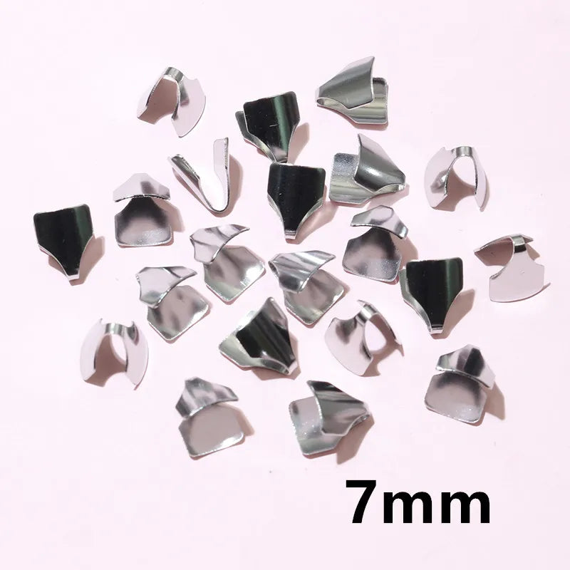 Stainless Steel Crimp End Caps – Flat Cord Beads for Jewelry Making (2–7mm, 100pcs)